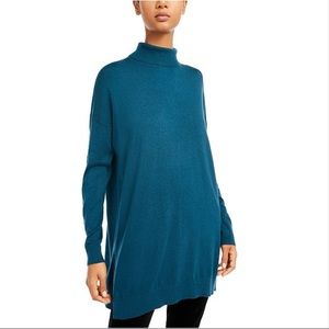 EILEEN Fisher Teal Turtleneck Tunic Sweater